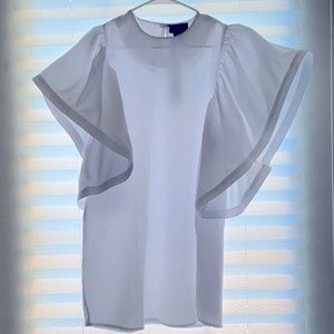 White Flutter Sleeve Blouse